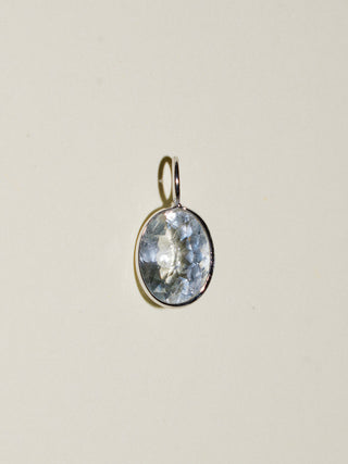 Fallin on my Head Aquamarine Oval Cut Charm in White 14k Gold