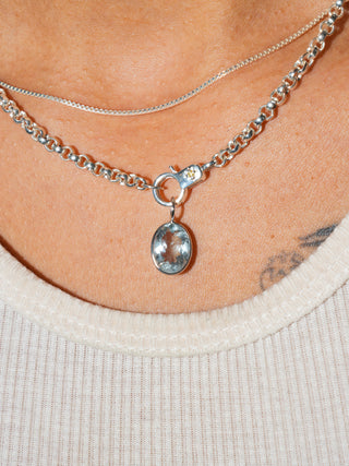 Fallin on my Head Aquamarine Oval Cut Charm in White 14k Gold