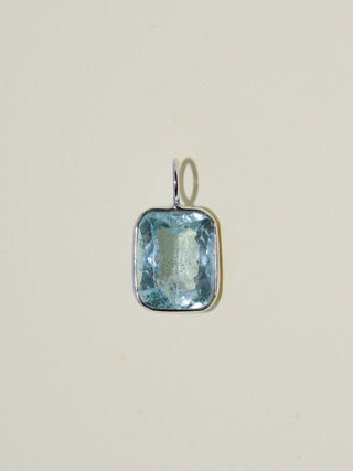 Sk8 Aquamarine Emerald Cut Charm in White 14k Gold