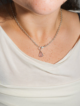 Strawnana Pink Beryl Trillion Cut Charm in White 14k Gold