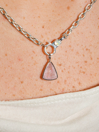 Strawnana Pink Beryl Trillion Cut Charm in White 14k Gold