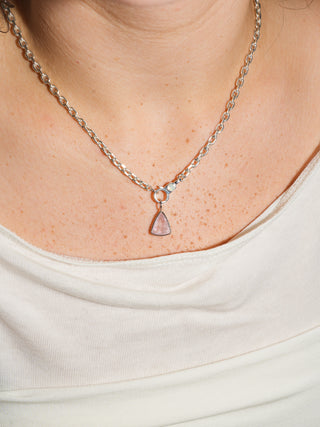 Strawnana Pink Beryl Trillion Cut Charm in White 14k Gold