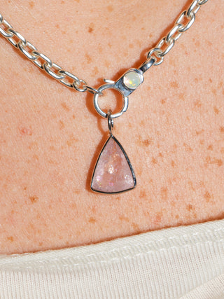 Strawnana Pink Beryl Trillion Cut Charm in White 14k Gold