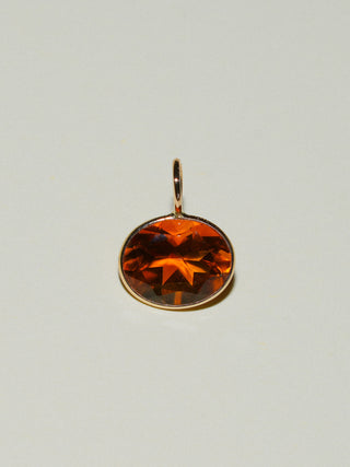 Sunset Brandy Citrine East West Oval Cut Charm in Yellow 14k Gold