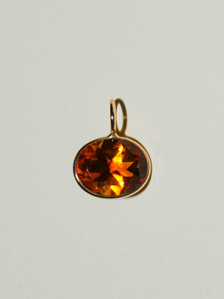 Sunset Brandy Citrine East West Oval Cut Charm in Yellow 14k Gold