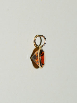 Sunset Brandy Citrine East West Oval Cut Charm in Yellow 14k Gold