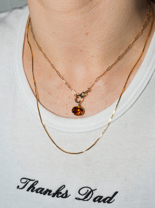 Sunset Brandy Citrine East West Oval Cut Charm in Yellow 14k Gold