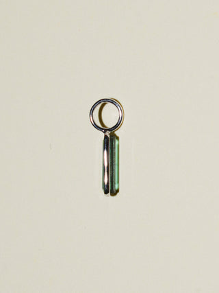 Long Lagoon Green Tourmaline Emerald Cut Charm in White 14k Gold