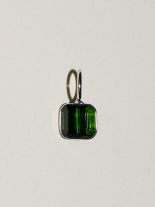 Amaranth Green Tourmaline Emerald Cut Charm in White 14k Gold