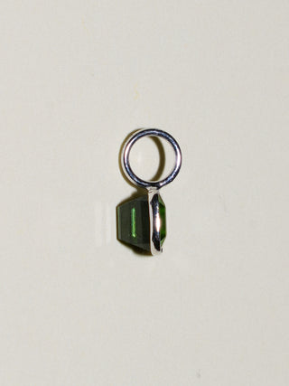 Amaranth Green Tourmaline Emerald Cut Charm in White 14k Gold