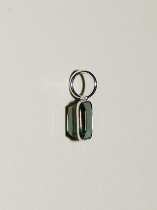 Milkweed Green Tourmaline Emerald Cut Charm in White 14k Gold