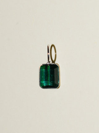 Seaglass Green Tourmaline Emerald Cut Charm in White 14k Gold
