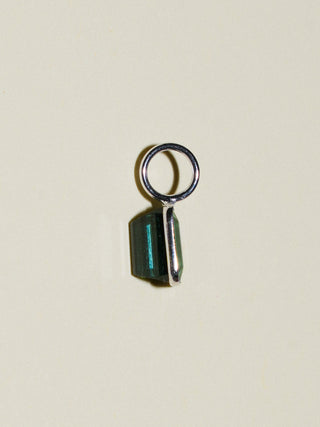 Seaglass Green Tourmaline Emerald Cut Charm in White 14k Gold