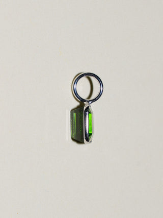 Bamboo Green Tourmaline Emerald Cut Charm in White 14k Gold