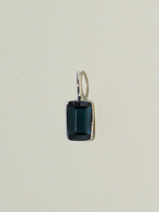 Midnight Lighting Green Tourmaline Emerald Cut Charm in White 14k Gold