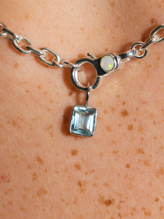 Flood Aquamarine Emerald Cut Charm in White 14k Gold