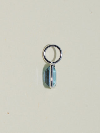 Flood Aquamarine Emerald Cut Charm in White 14k Gold