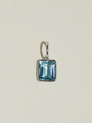 Flood Aquamarine Emerald Cut Charm in White 14k Gold