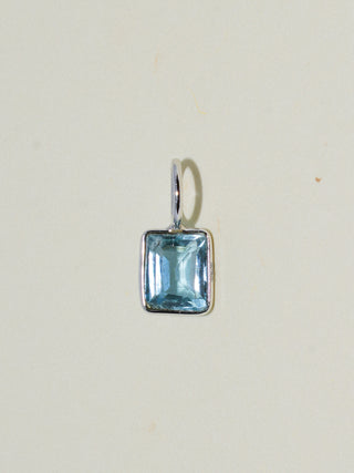 Flood Aquamarine Emerald Cut Charm in White 14k Gold