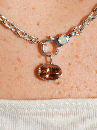 Mocha Loca Brown Tourmaline East West Oval Cut Charm in Sterling Silver