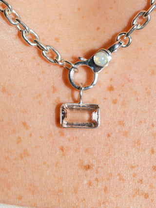 Popping Bubbly Brown Tourmaline East West Emerald Cut Charm in Sterling Silver