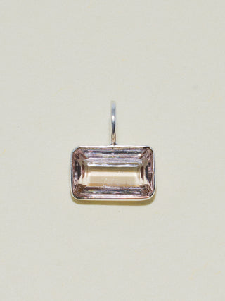 Popping Bubbly Brown Tourmaline East West Emerald Cut Charm in Sterling Silver