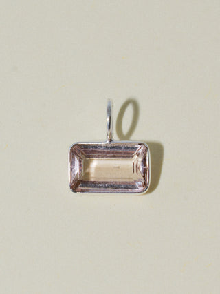 Popping Bubbly Brown Tourmaline East West Emerald Cut Charm in Sterling Silver