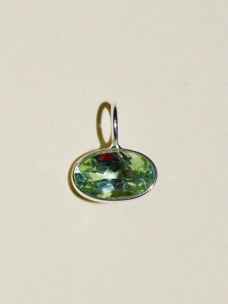 Sea Girl Green Tourmaline East West Oval Cut Charm in Sterling Silver