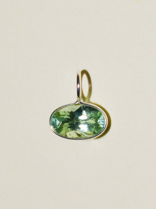 Sea Girl Green Tourmaline East West Oval Cut Charm in Sterling Silver