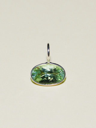 Sea Girl Green Tourmaline East West Oval Cut Charm in Sterling Silver