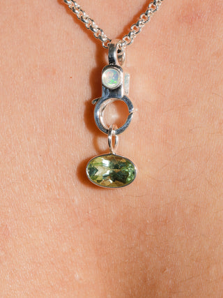 Sea Girl Green Tourmaline East West Oval Cut Charm in Sterling Silver
