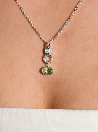 Sea Girl Green Tourmaline East West Oval Cut Charm in Sterling Silver