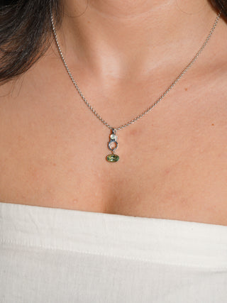 Sea Girl Green Tourmaline East West Oval Cut Charm in Sterling Silver