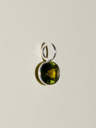 Fishy Fishy Green Tourmaline East West Oval Cut Charm in Sterling Silver