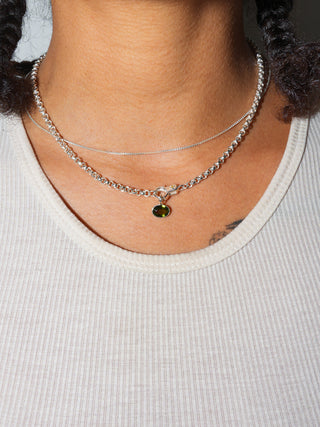 Fishy Fishy Green Tourmaline East West Oval Cut Charm in Sterling Silver