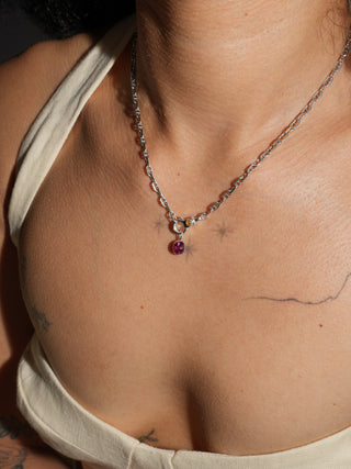 Autumnal Sunset Pink Tourmaline Oval Cut Charm in Sterling Silver