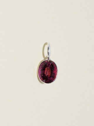 Autumnal Sunset Pink Tourmaline Oval Cut Charm in Sterling Silver