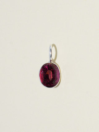Autumnal Sunset Pink Tourmaline Oval Cut Charm in Sterling Silver
