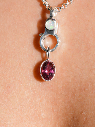 Kisses for You Pink Tourmaline Oval Cut Charm in Sterling Silver
