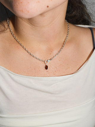 Cola Brown Tourmaline Oval Cut Charm in Sterling Silver