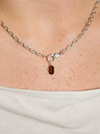 Cola Brown Tourmaline Oval Cut Charm in Sterling Silver
