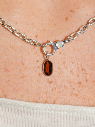 Cola Brown Tourmaline Oval Cut Charm in Sterling Silver