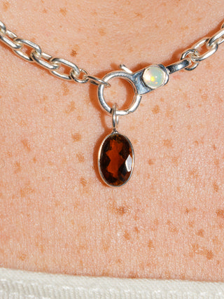 Cola Brown Tourmaline Oval Cut Charm in Sterling Silver