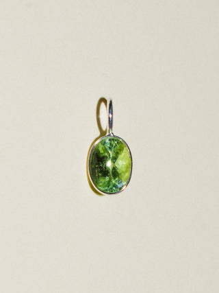 Spearmint Green Tourmaline Oval Cut Charm in Sterling Silver