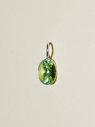Spearmint Green Tourmaline Oval Cut Charm in Sterling Silver