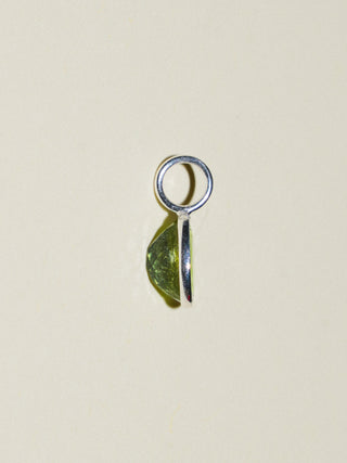 Spearmint Green Tourmaline Oval Cut Charm in Sterling Silver