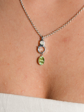 Spearmint Green Tourmaline Oval Cut Charm in Sterling Silver