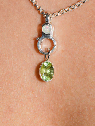 Spearmint Green Tourmaline Oval Cut Charm in Sterling Silver