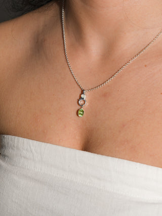 Spearmint Green Tourmaline Oval Cut Charm in Sterling Silver