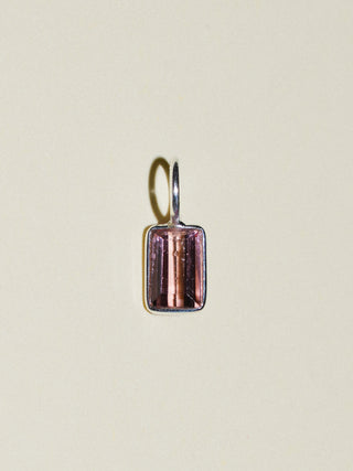 Magda Pink Tourmaline Emerald Cut Charm in Sterling Silver